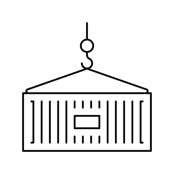 Container Laden Linie Symbol Vektor schwarz Abbildung — Stockvektor