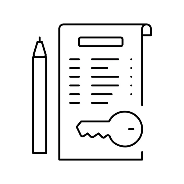 Schlüsselfertige Arbeitsvereinbarung Linie Symbol Vektor Illustration — Stockvektor