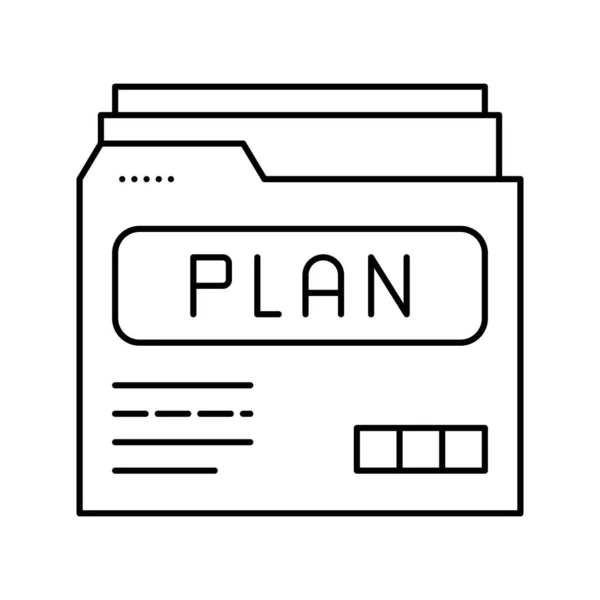 Plan folder linia ikona wektor czarny ilustracja — Wektor stockowy