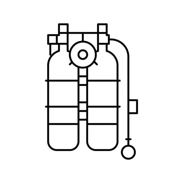 Equipo de buceo línea icono vector ilustración — Vector de stock