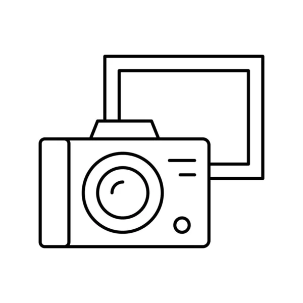 Старовинна фотокамера лінія значок Векторні ілюстрації — стоковий вектор