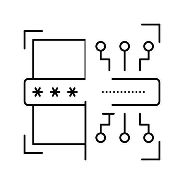 Sinal eletrônico da ilustração do vetor do ícone da linha da senha — Vetor de Stock