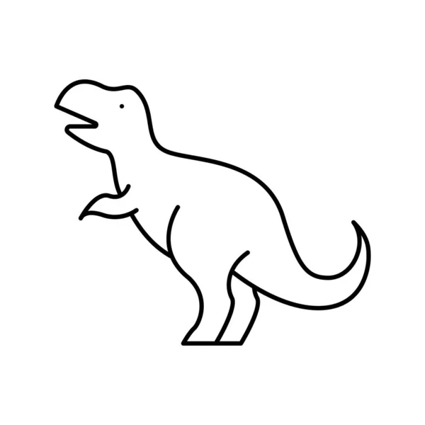 Dinosaure préhistorique animal ligne icône vectoriel illustration — Image vectorielle
