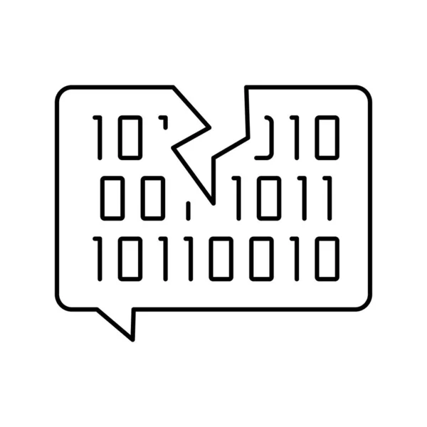 Hackeado senha código binário linha ícone vetor ilustração — Vetor de Stock