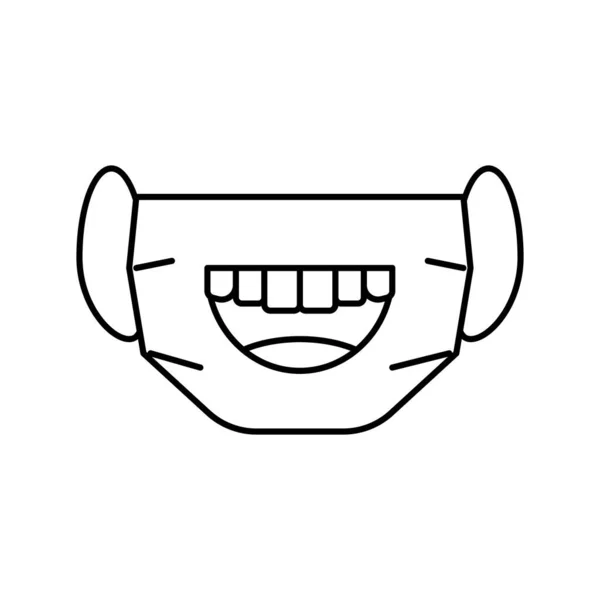 Divertente linea maschera viso icona vettoriale illustrazione — Vettoriale Stock