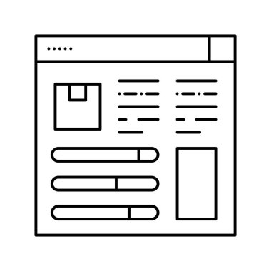 ürün bilgisi ve karakteristik çizgi vektör illüstrasyonu