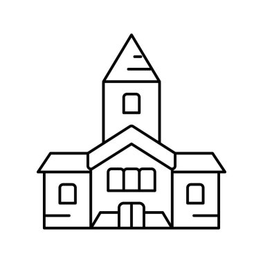 Kilise çizgisi ikon vektör illüstrasyonu