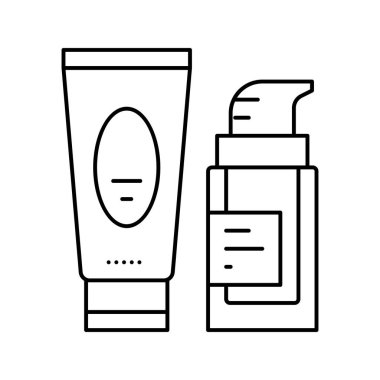 krem Kozmetik Paketleri çizgi vektör çizimi