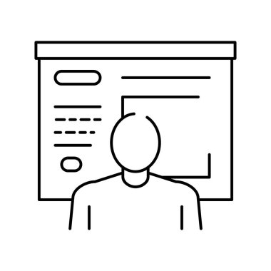 İnsan sunum çizgisi ikonu vektör illüstrasyon işareti