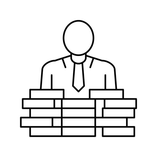 Hombre de negocios moneda pila línea icono vector ilustración aislada — Vector de stock