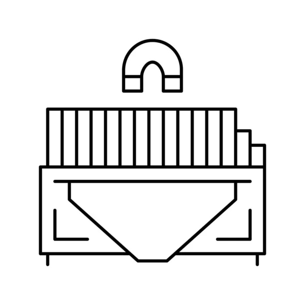 Clasificación de metal basura máquina línea icono vector ilustración — Archivo Imágenes Vectoriales