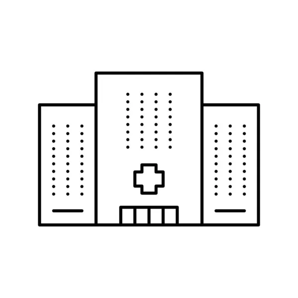 Hospital clínica edificio línea icono vector ilustración — Vector de stock