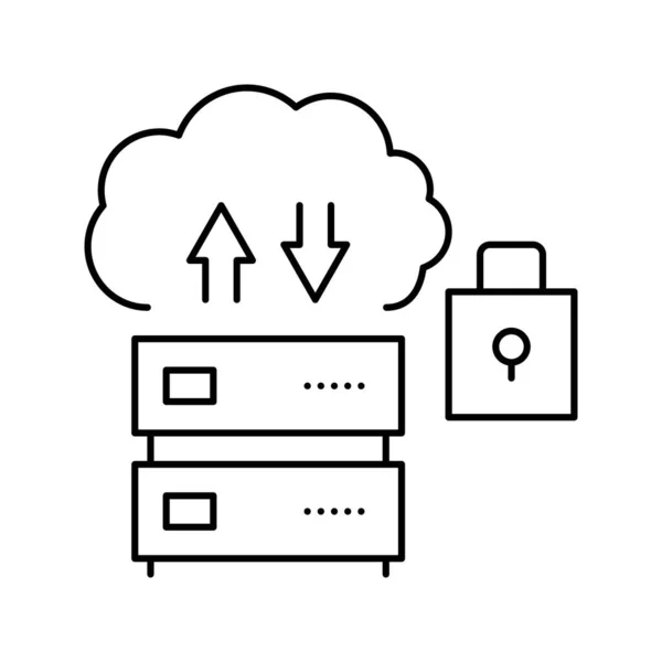 Linea di protezione del server icona vettoriale illustrazione segno — Vettoriale Stock