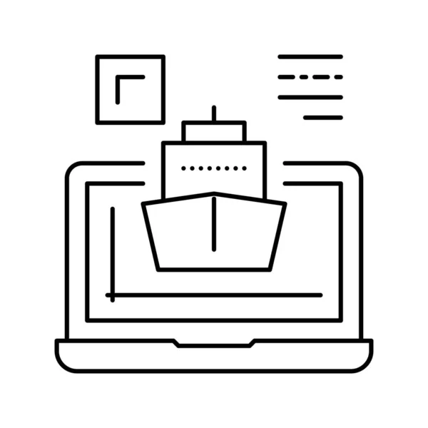 Nave modelado programa de computadora línea icono vector ilustración — Archivo Imágenes Vectoriales