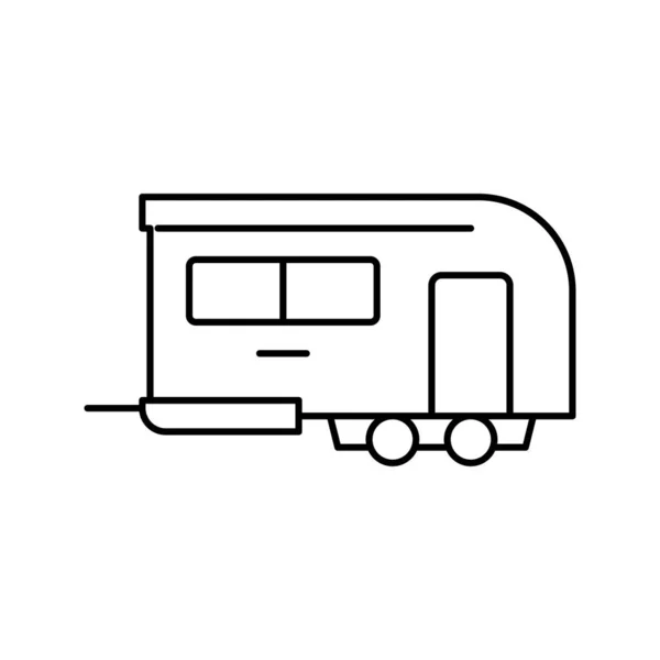 Caravana remolque línea icono vector ilustración — Archivo Imágenes Vectoriales