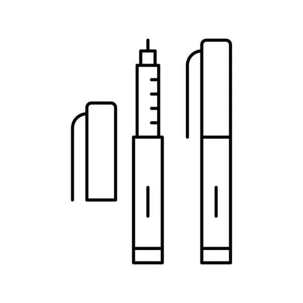 Línea de jeringa de pluma portátil de insulina icono de la ilustración vectorial — Archivo Imágenes Vectoriales