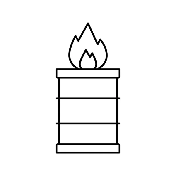 Quema de fuego en línea de barril icono de la ilustración vectorial — Vector de stock