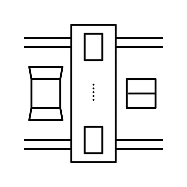 Machine voor gesloten dozen lijn pictogram vector illustratie — Stockvector