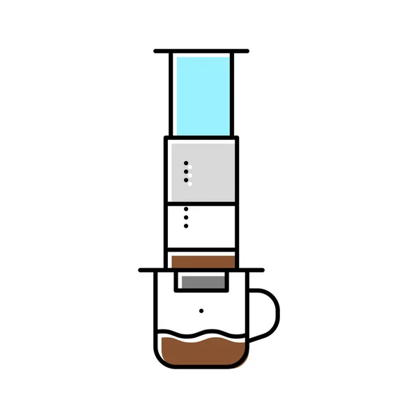 Aeropress Kaffee Ausrüstung Farbe Symbol Vektor Illustration — Stockvektor