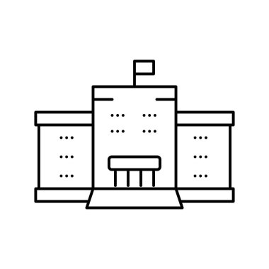 okul inşa çizgisi ikon vektör illüstrasyonu