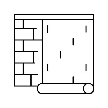 Tuğla duvar çizgisi ikon vektör illüstrasyonuna duvar kağıdı yapıştırılıyor
