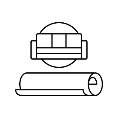 Tekstil çizgisi ikon vektör illüstrasyonunu kapsayan kanepe