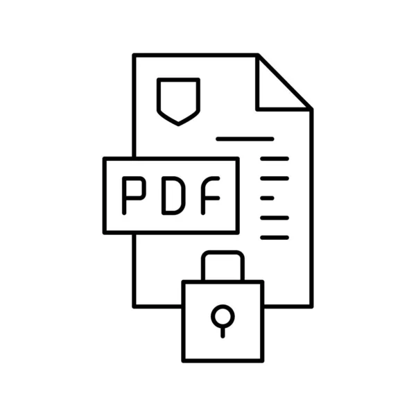 Immagine vettoriale dell'icona della linea di file pdf bloccata e protezione — Vettoriale Stock