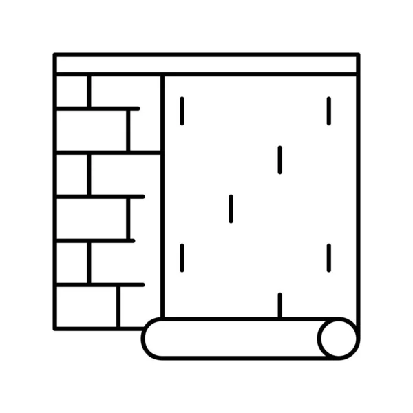 Colando papel de parede na linha de parede de tijolo ícone vetor ilustração — Vetor de Stock
