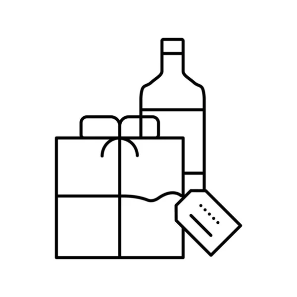 Alkoholisches Getränk Geschenk Linie Symbol Vektor Illustration — Stockvektor