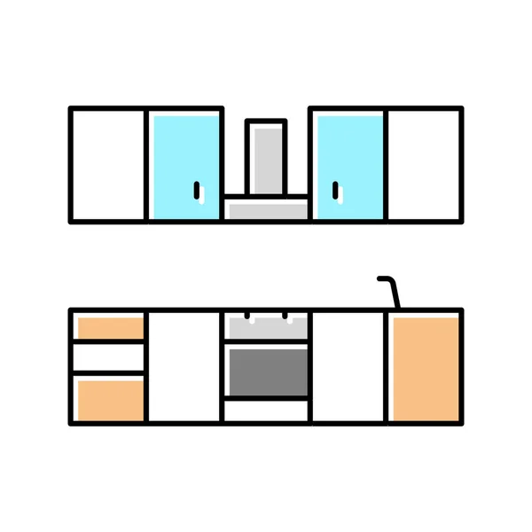 Векторная иллюстрация цвета кухонной мебели — стоковый вектор