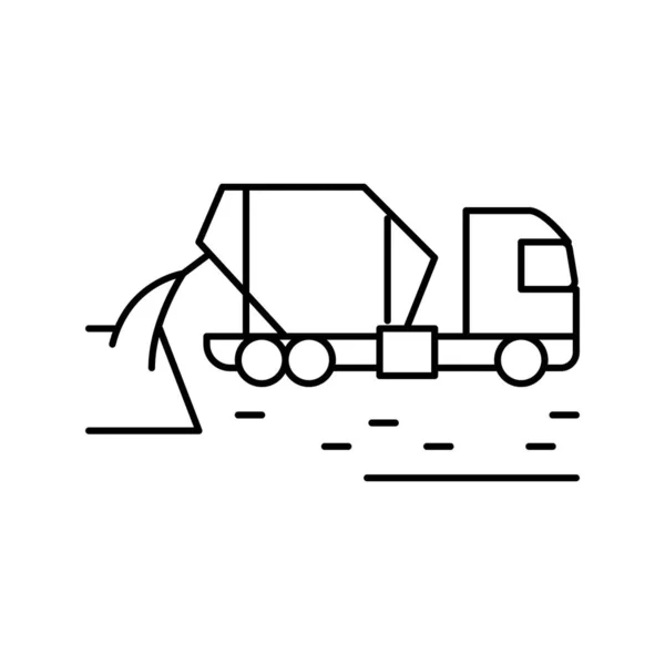 Betonnen mixer truck lijn pictogram vector illustratie — Stockvector