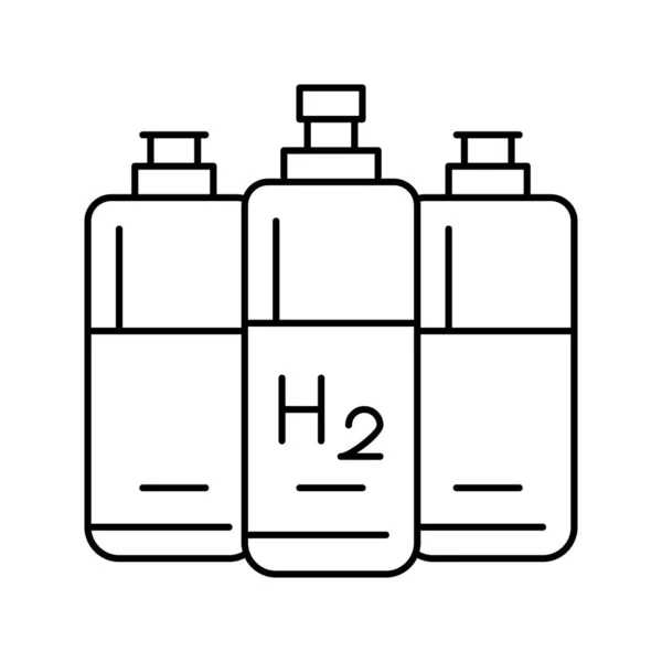 气瓶氢线图标矢量图解 — 图库矢量图片