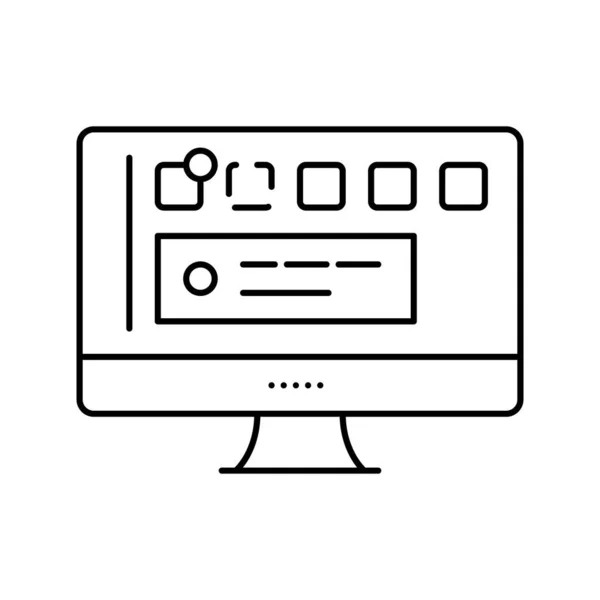 Página social imagem do vetor do ícone da linha de tela do computador — Vetor de Stock