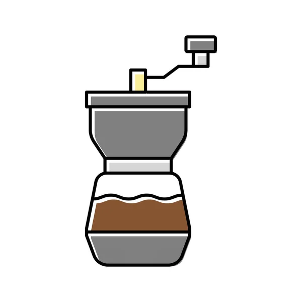 Moedor de café moinho manual cor ícone vetor ilustração — Vetor de Stock