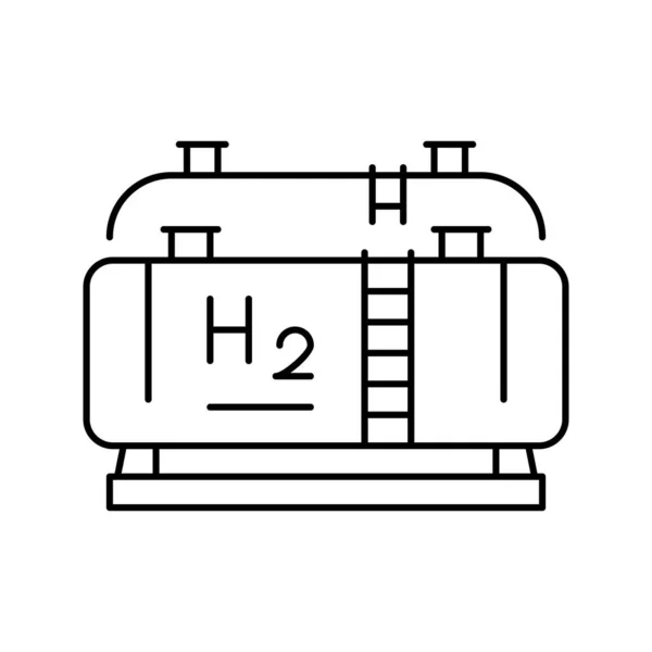 Tanque de armazenamento ícone de linha de hidrogênio ilustração vetorial — Vetor de Stock