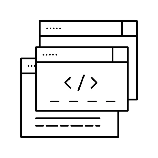 Código ventanas línea icono vector ilustración — Archivo Imágenes Vectoriales