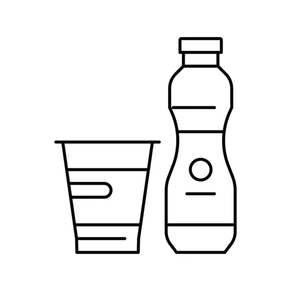 Produk susu yogurt dengan ilustrasi vektor ikon garis probiotik Stok Ilustrasi 