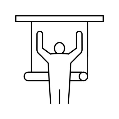 Tamirci duvar kağıdını duvar çizgisi ikon vektör çizimine yapıştırıyor