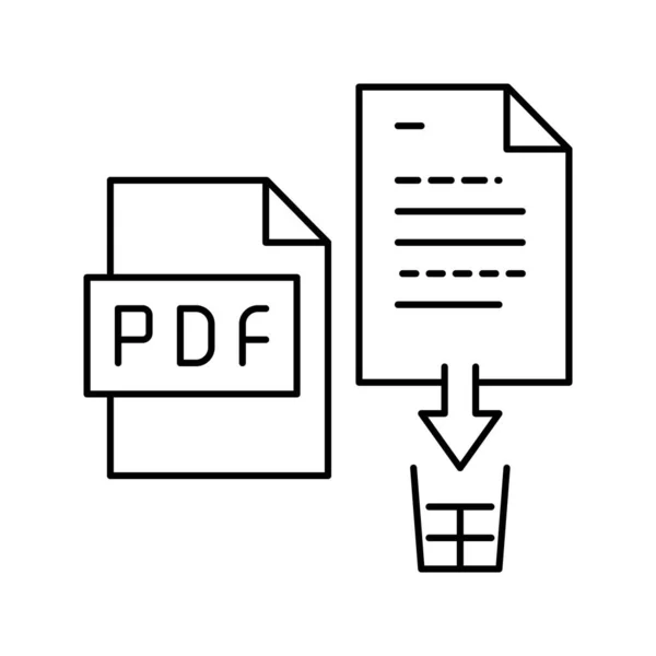 Cancellare l'illustrazione vettoriale dell'icona della riga di file pdf — Vettoriale Stock