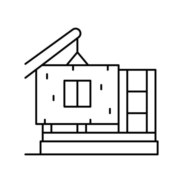 Pared lista para la construcción de la línea de la casa icono ilustración vectorial — Archivo Imágenes Vectoriales