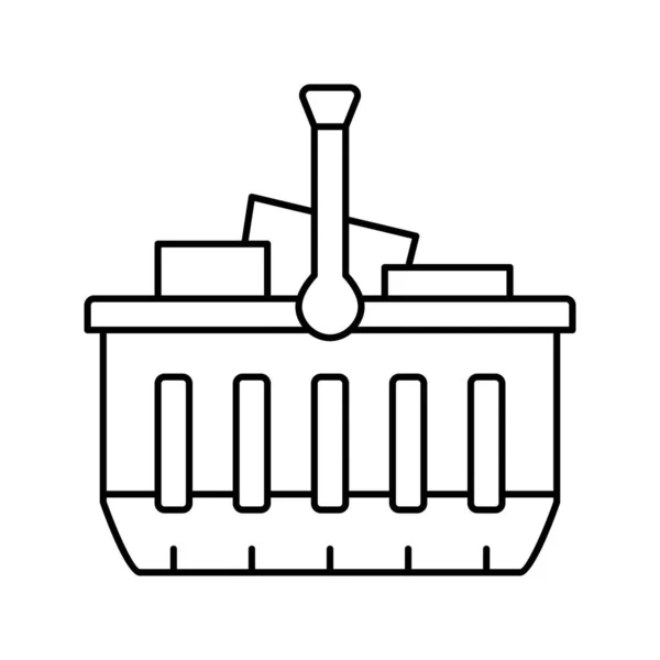 Warenkorb mit Käufen Linie Symbol Vektor Illustration — Stockvektor