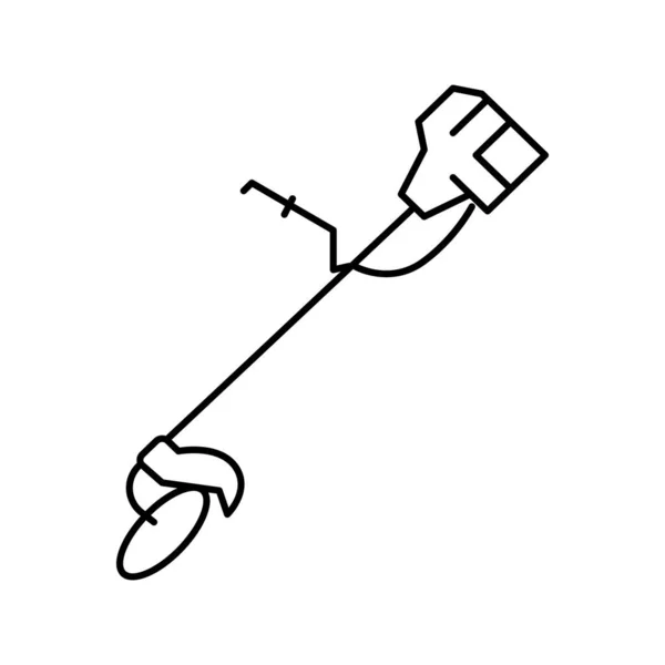 Griff Rasenmäher Linie Symbol Vektor Illustration — Stockvektor