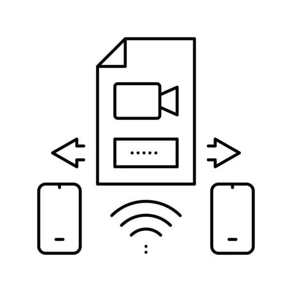 Video file send to phone line icon vector illustration — Stock Vector