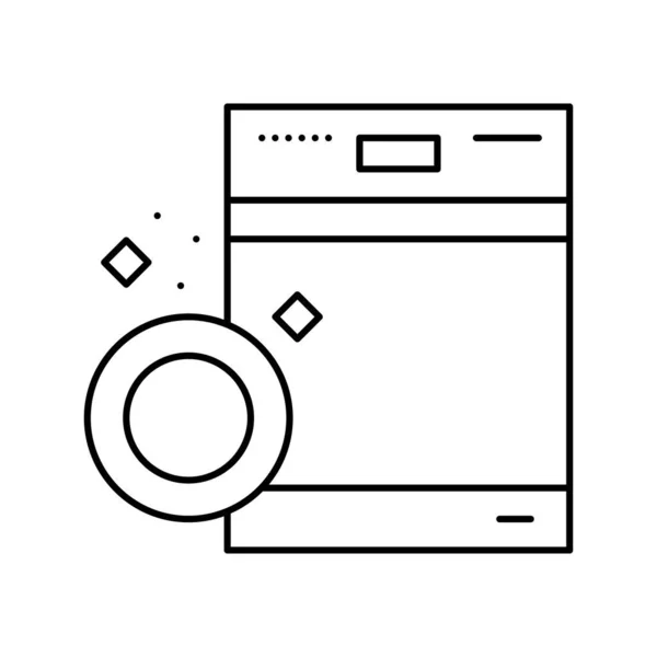 Spülmaschine Linie Symbol Vektor Illustration — Stockvektor