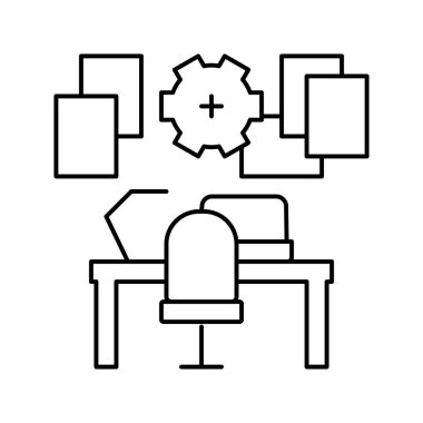 işyeri organizasyon hattı ikon vektör illüstrasyon işareti
