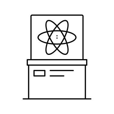 Bilim sergisi çizgi simgesi vektörü siyah illüstrasyon