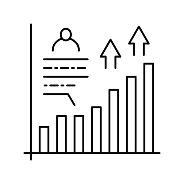 Crecimiento estadísticas página social línea icono vector ilustración — Vector de stock