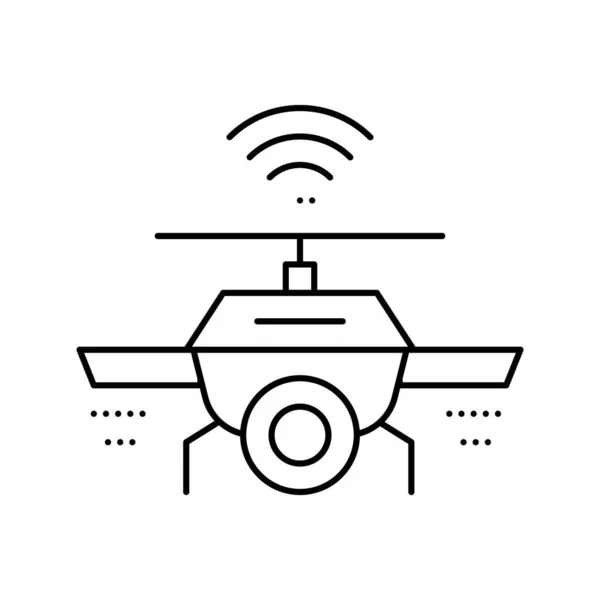 Drone con wifi e ilustración de vector de icono de línea de cámara — Vector de stock