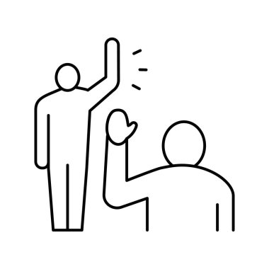 İnsan karşılama çizgisi ikon vektör illüstrasyonu