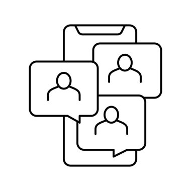 mobil video grubu çağrı çizgisi vektör çizimi